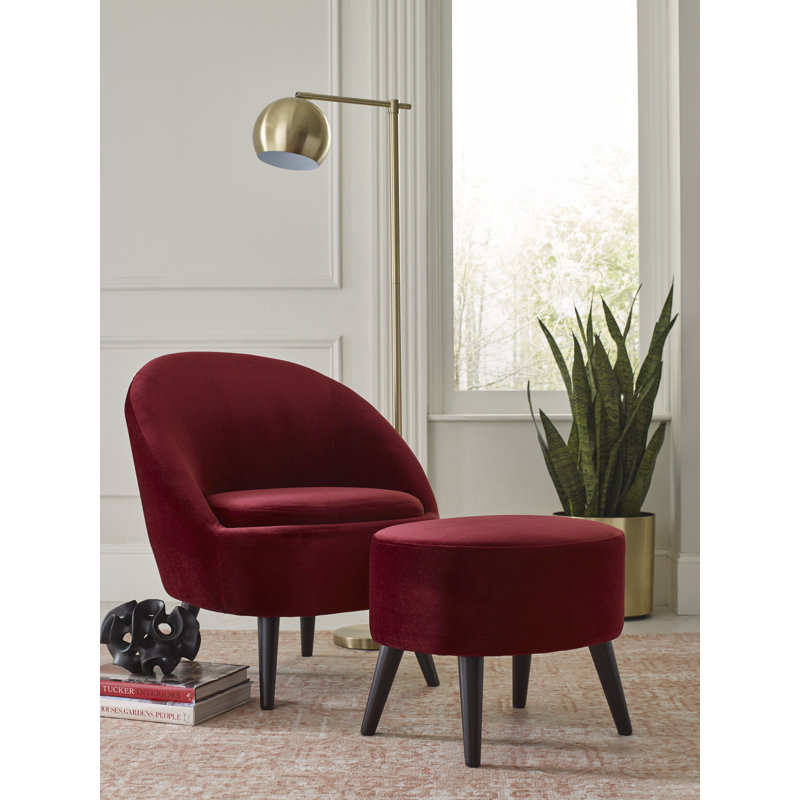 Elle Decor Nico Mid Century Modern Velvet Accent Chair and Ottoman Set Reviews Wayfair